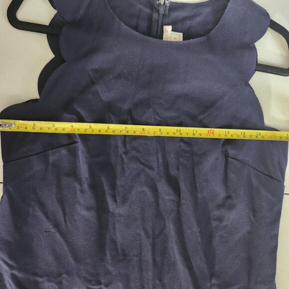 J. Crew Navy Sleeveless Scalloped Hem Sheath Dress Size 4 Polyester Blend - Picture 6 of 10
